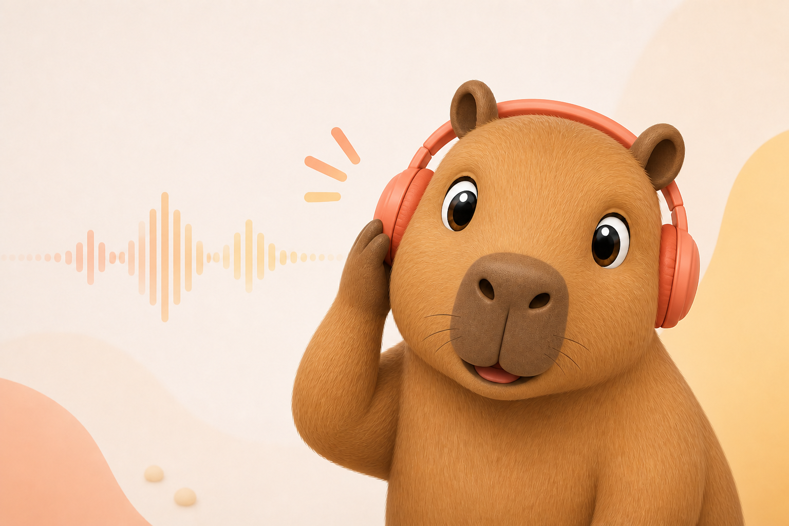 Capy listening closely to a lecture with headphones